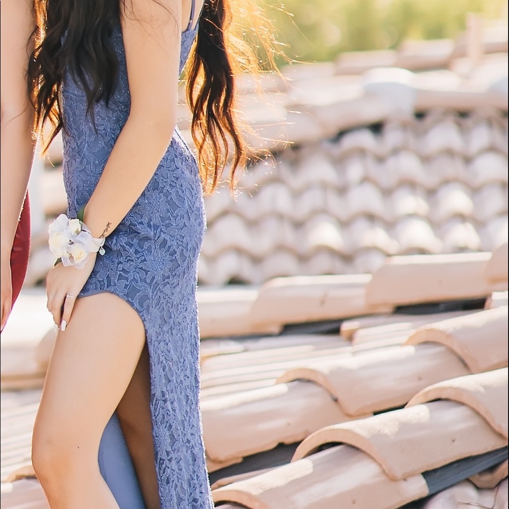 Purple blue prom dress